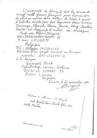 La facture rédigée par Alfons Borgers pour l'achat de son fonds de tirés à part en logique